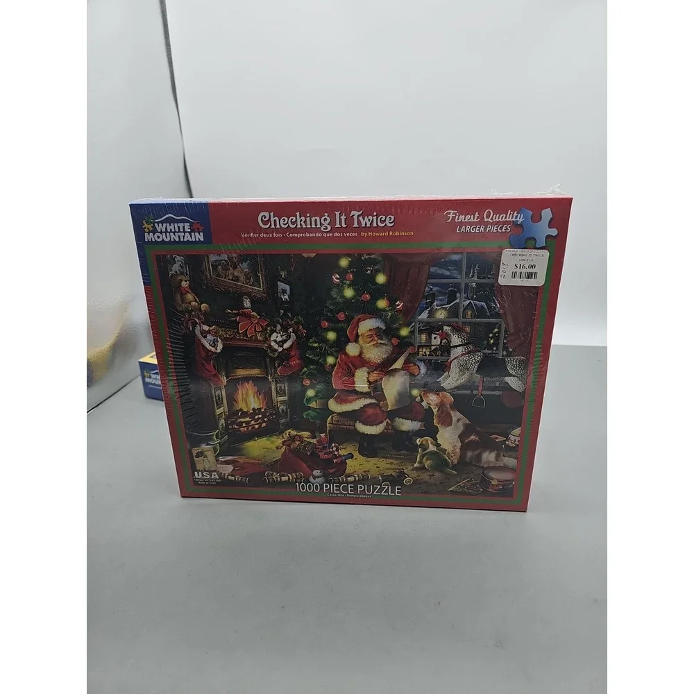 White Mountain Checking It Twice Jigsaw Puzzle 1000 Pc Christmas Theme 24 x 30